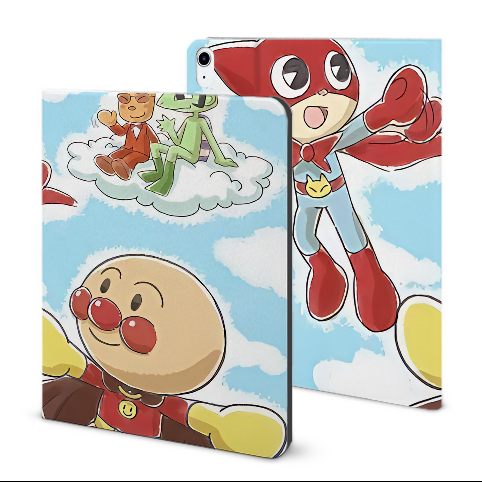 （画像用） アンパンマン Anpanman IPad ケース ブック型 PUレザー TPU 耐衝撃 軽量 薄型 ペン収納なし 全面保護 IPad 各モデル対応